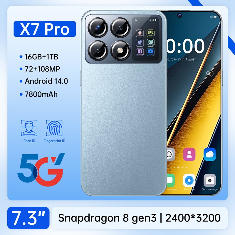 Dual Sim Telephone Portable 5G X7 Pro Unlocked Mobile Phones Android Custom Logo Online Shopping Smartphone